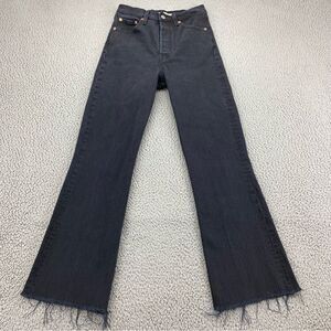Levi's Premium Women's Ribcage Crop Flare Button Fly Raw Hem Jeans  | Size: 25